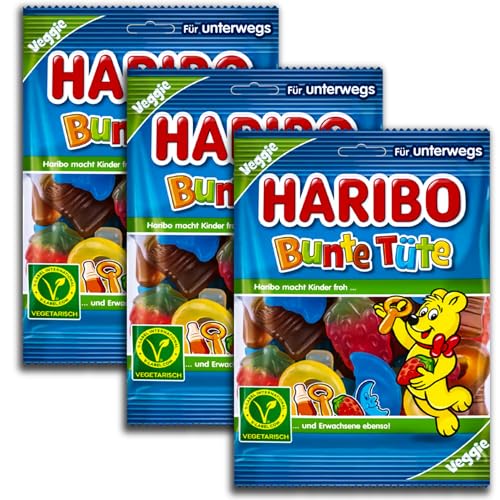 3 er Pack Haribo Unterwegs Bunte Tüte vegetarisch 3 x 100 g von HARIBO