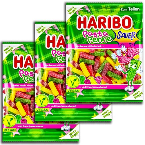 3er Pack Haribo Pasta Penne Sauer vegan 3x 160g Fruchtgummi von HARIBO