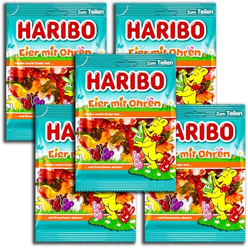 5 er Pack Haribo Eier mit Ohren 5 x 200g Fruchtgummi/Weingummi von HARIBO