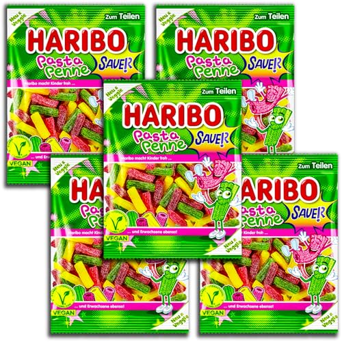 5 er Pack Haribo Pasta Penne Sauer vegan 5 x 160g Fruchtgummi von HARIBO