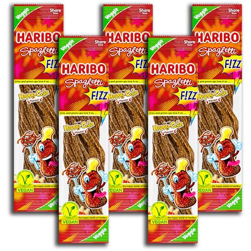 5 er Pack Haribo Spaghetti Happy-Cola FIZZ vegan 5 x 200g Fruchtgummi Sauer von HARIBO