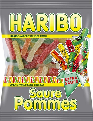 HARIBO Fruchtgummi, SAURE POMMES, Beutel, 24 x 100 g (2.400 g) von HARIBO