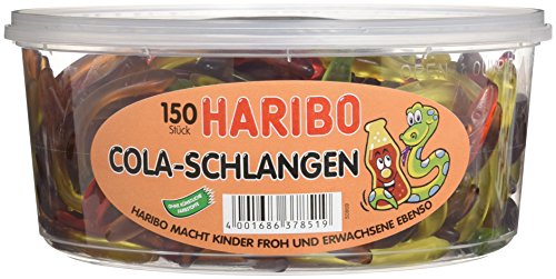 Haribo Cola-Schlangen, 3 x 150 Stück in Runddosen je 1050g von HARIBO