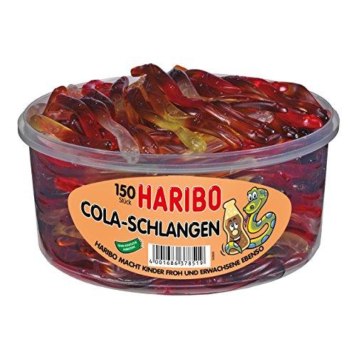 Haribo Cola-Schlangen 150 Stück in Runddose 1050g von HARIBO