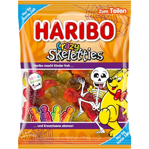 Haribo Crazy Skeletties Süß und Sauer Fruchtgummi (160g Packung) von HARIBO