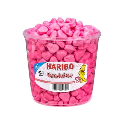 Haribo Herzbeben, Sweet Cherry Schaumzucker mit Kirschgeschmack 330 Stück, 1,2 kg Dose von CandyFrizz Selection