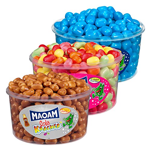 Haribo Maoam, 3er Set, bestehend aus je 1x Cola Kracher 1193g, Kracher Blue 1200g und Fruchtkracher 1193g von HARIBO