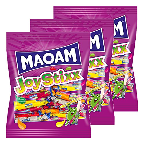 Haribo Maoam Joystixx, 3er Set, Kaubonbon Stripes, Joy Stixx, Bonbons, Im Beutel, Tüte, 975 g von HARIBO