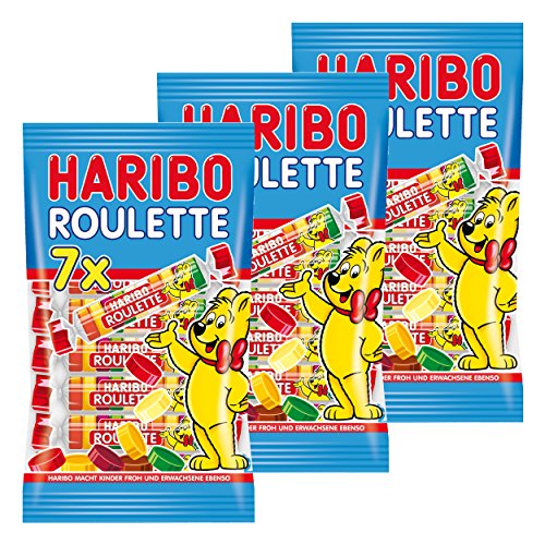 Haribo Roulette, 3er Pack, Fruchtgummi, Gummibärchen, Weingummi, Süßigkeit, Tüte von HARIBO