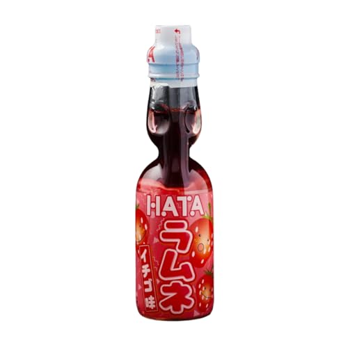 HATA Kosen Ramune Strawberry Japanische Kohlensäurehaltige Ramune Limonade mit Erdbeergeschmack Produkt aus Japan Populäres Getränk Zwischenmahlzeit Besondere Süßigkeit 200 Ml von HATA