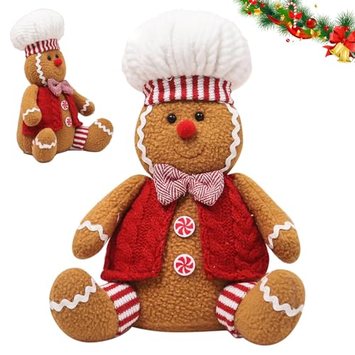 Weihnachts Lebkuchenmann Plüschtier, Weihnachts Lebkuchenmann Kissen, Weihnachts Lebkuchenmann Plüsch, Lebkuchenmann-Puppe, Lebkuchen Plüsch, Lebkuchen-Plüschtier für Weihnachtsfeier Dekoration（M1) von HBSFBH