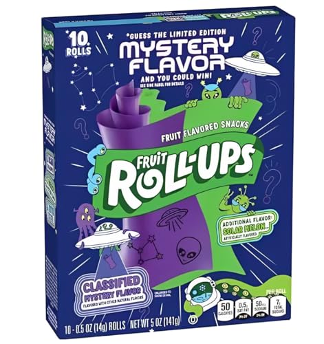 10er Packung FRUIT ROLL-UPS™ Classified Mystery Flavor - 141g Fruchtschlangen mit mysteriösem Geschmack und Zungen Tattoos - in den Geschmäckern: Mystery & Solar Melon von HEART FOR CARDS