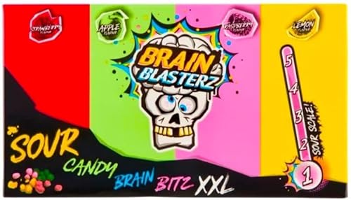 1x BRAIN BLASTERZ - 144g Sour Candy Brain Bitz XXL - Bonbon mit Apple, Strawberry, Lemon & Rasperry Geschmack von HEART FOR CARDS