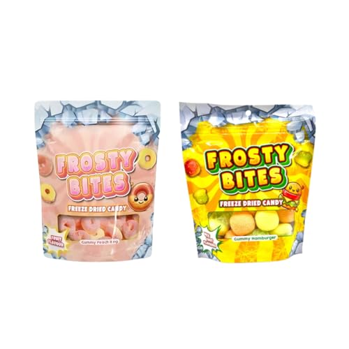 2 x Gefriergetrocknete Süßigkeiten - Freeze Dried Candy - Hamburger - Pfirsichringe - 50 g von HEART FOR CARDS