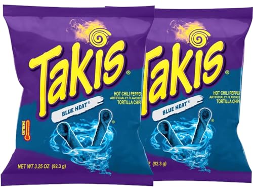 2x 92g Takis BLUE HEAT Tortilla Chips - Großpackung mit Blue Hot Chili Pepper & Spicy Flavour von HEART FOR CARDS