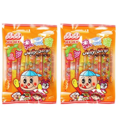 2x 200g Jin Jin Fruchtgummi Jelly Strips Straws Mix Fruchtgummi für Kinder, Jelly-Sticks, Gelee Süßigkeiten, Kindersüßigkeiten, Fruchtige Sticks, Fruchtstangen von HEART FOR CARDS