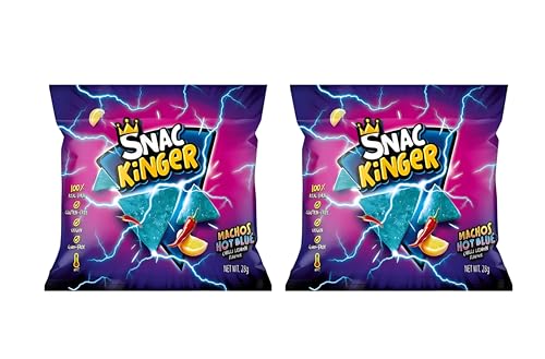 2x Snac Kinger Nachos Hot Blue | 95g | Würzige & knusprige blaue Nacho-Chips | Feuriger Snack für unterwegs & Partys von HEART FOR CARDS