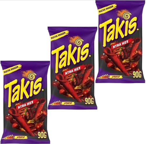 3x 90g Xtra Hot Chili - BIG PACK - Takis Pack Bundle - Special Edition EXTRA HOT - Chips von HEART FOR CARDS