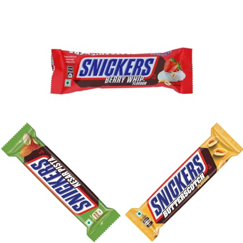 3x Asiatische Snickers 40g - Geschmäcker: Kesar Pista (Safran, Mandel, Pistazie), Berry Whip & Butterscotch Peanut von HEART FOR CARDS