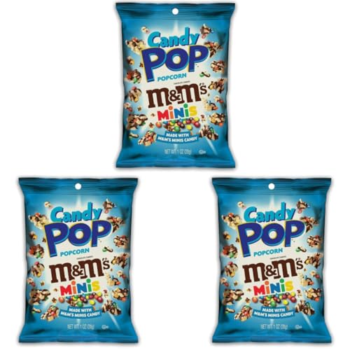 3x CANDY POP POPCORN M&M'S Minis - 3x28g - leckeres Popcorn mit dem klassichen M&M Flavour in der praktischen Snack Size Packung von HEART FOR CARDS