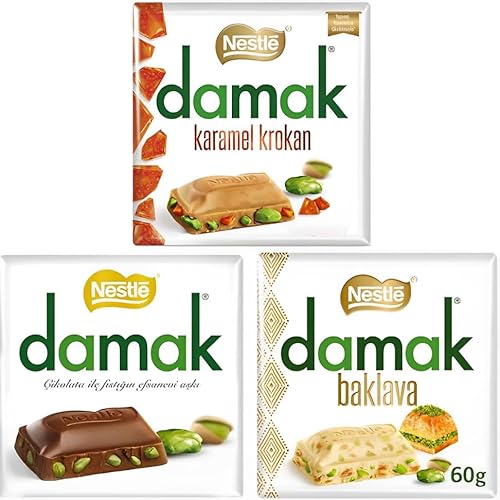 3x NESTLE DAMAK Probierpaket : mit den Sorten Baklava, Karamel Krokan & Pistazie von HEART FOR CARDS