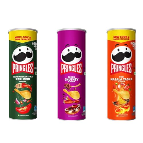 3x102g INDIAN PRINGLES - Stacked Chips with PERI PERI, FUSION CHUTNEY & DESI MASALA TADKA FLAVOUR von HEART FOR CARDS