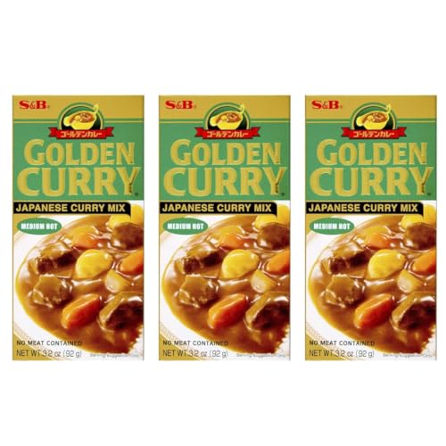 3x92g S&B GOLDEN CURRY MIX - Japanese Curry Mix - vegetarian no meat contained - Geschmack: Medium Hot + Heartforcards® Versandschutz von HEART FOR CARDS