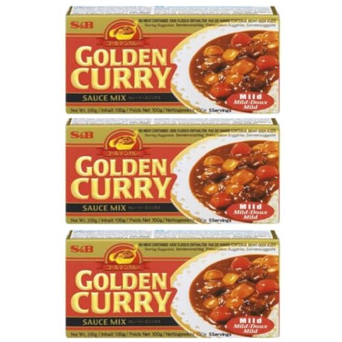 3x92g S&B GOLDEN CURRY MIX - Japanese Curry Mix - vegetarian no meat contained - Geschmack: Mild + Heartforcards® Versandschutz von HEART FOR CARDS