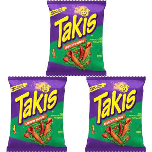 3x92g Takis CRUNCHY FAJITA Tortilla Chips - 3 Großpackungen mit Fajita Pepper & Spicy Flavour von HEART FOR CARDS