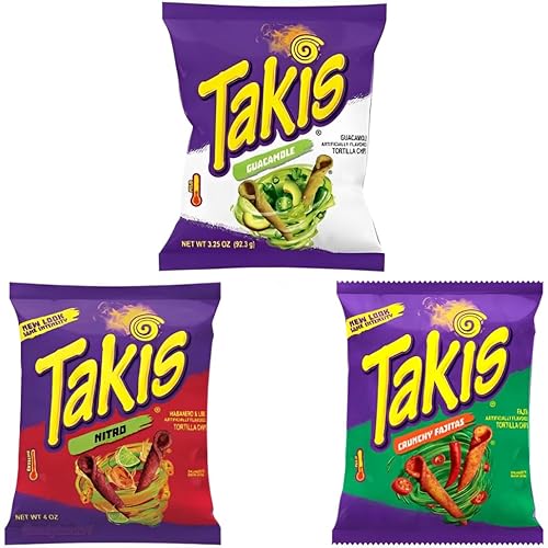 3x92g Takis Chips Großpackung Probierpaket - mit Nitro, Crunchy Fajita & Guacamole + MHD Mai 2024 von HEART FOR CARDS