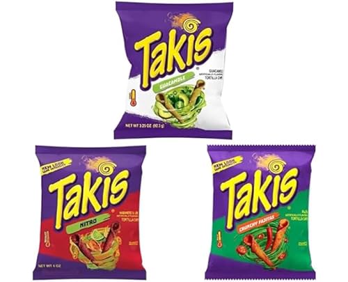 3x92g Takis Chips Großpackung Probierpaket - mit Nitro, Crunchy Fajita & Guacamole - MHD Mai 2024 von HEART FOR CARDS