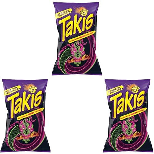 3x92g Takis Dragon Sweet Chili Tortilla Chips - Sweet Hot Chili Pepper & Spicy Flavour - einzigartig feuriger Geschmack von HEART FOR CARDS