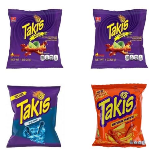 4 x Takis 28g Hero Pack Bundle - Special Edition mit 2x RED, 1x Blue Heat & 1x Intense Nacho Cheese - Chips von HEART FOR CARDS