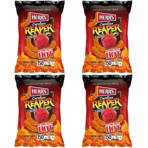 4er Herr's Carolina Reaper - 4x28g Packungen - Hot Spicey Cheese Curls Chips von HEART FOR CARDS