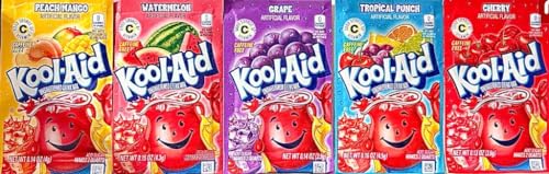 5 x Kool Aid Unsweetend Drink Mix Pulver - Alle 5 Geschmacksrichtungen - Probierpaket mit 5x3,9g von HEART FOR CARDS