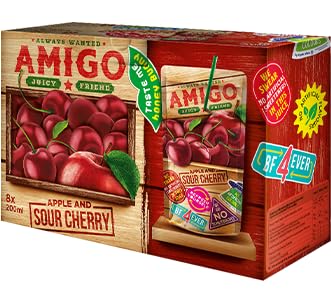 Amigo Softdrink - Juicy Friend 200ml pro Packung - Always Wanted (Sour Cherry, 8 Packungen (1 Box)) von HEART FOR CARDS