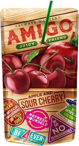 Amigo Softdrink - Juicy Friend 200ml pro Packung - Always Wanted + Heartforcards® Versandschutz (Sour Cherry, 1 Packung) von HEART FOR CARDS