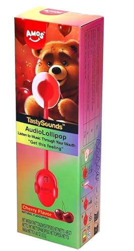 Amos Audio Lollipops | Essbarer Musik-Spaß in verschiedenen Sorten | Süße Überraschung mit einzigartigem Erlebnis (2x12x12g, Cherry - Get the Feeling) von HEART FOR CARDS