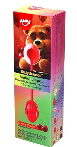 Amos Tastysounds Lollipop - Der Lollipop mit Musik - und leckerem Fruchtgeschmack - genieße den Lutscher und spiele Musik über deinen Mund ab (Cherry - Get this feeling Music) von HEART FOR CARDS