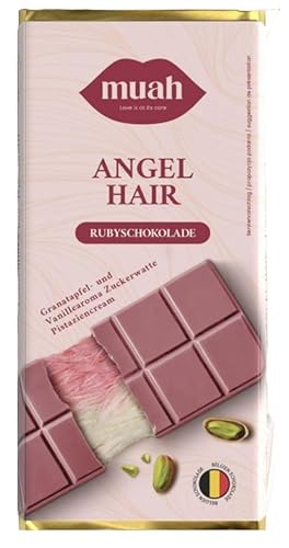 Angel Hair Schokolade Ruby/Pink 60g | Gefüllt mit Pismaniye & Pistaziencreme | Der Süße TikTok-Trend 2025 | Inspiriert von der Dubai Schokoladen Tafel | Belgische Schokolade mit Türkische Zuckerwatte von HEART FOR CARDS