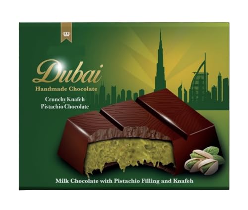 Dubai Schokolade 100g - mit Schokolade, Pistazie und Kadayif (Engelshaar) und vielen weiteren Sorten Dubai Chocolate (100g, Pistazie) + Heartforcards® Sticker von HEART FOR CARDS