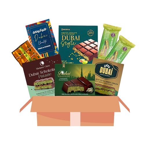 Dubai Schokolade 3 Zufällige Tafeln | 280g Exquisite Milchschokolade mit Pistazien & Kadayif (Engelshaar) 3 verschiedene Varianten Perfekt zum Ausprobieren & Verschenken + Heartforcards® Sticker von HEART FOR CARDS