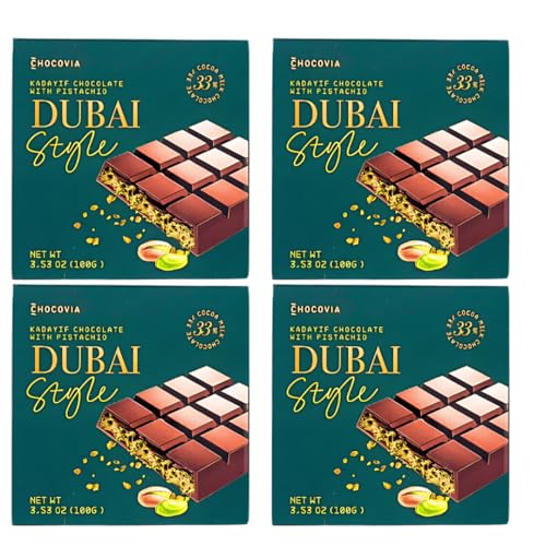 Dubai Schokolade: Exquisite 100g Mischung aus Milchschokolade und Pistaziencreme - Chocovia (4er) von HEART FOR CARDS