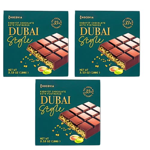 Dubai Schokolade: Exquisite 100g Mischung aus Milchschokolade und Pistaziencreme - Chocovia (Triplepack) von HEART FOR CARDS