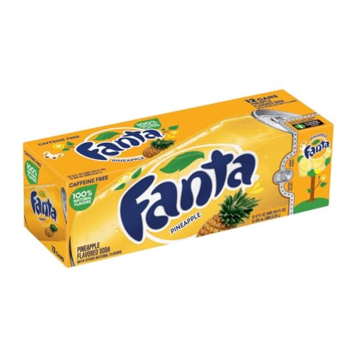 Fanta 12er Pack (355ml Dosen) – Wähle deine Lieblingssorte! Berry, Peach, Pineapple, Strawberry oder Grape – Erfrischung in jeder Dose (12er, Pineapple) von HEART FOR CARDS