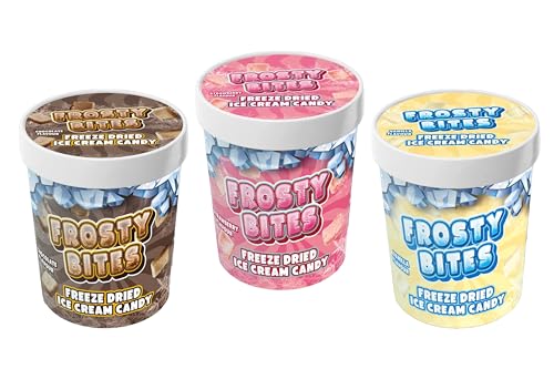 Frosty Bites Freeze Dried Ice Cream Candy 40g | Gefriergetrocknetes Eis in verschiedenen Sorten | Knuspriger & innovativer Snack | Einzigartiges Geschmackserlebnis (3 Flavors) von HEART FOR CARDS