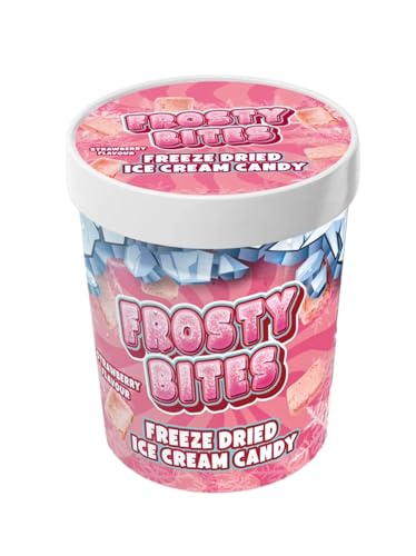 Frosty Bites Freeze Dried Ice Cream Candy 40g | Gefriergetrocknetes Eis in verschiedenen Sorten | Knuspriger & innovativer Snack | Einzigartiges Geschmackserlebnis (Strawberry Flavor) von HEART FOR CARDS