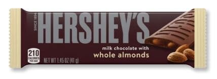 Hershey's Milk Chocolate with Almonds Packung - 36x41g Riegel - leckere Schokolade mit ganzen Mandeln + Heartforcards® Versandschutz von HEART FOR CARDS