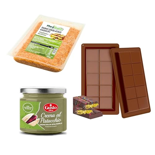 Kadayif 200g + Pistaziencreme Gusto Etna (190g) + 2er Schokoladenform | Set für Dubai-Schokolade zum Selbermachen von HEART FOR CARDS