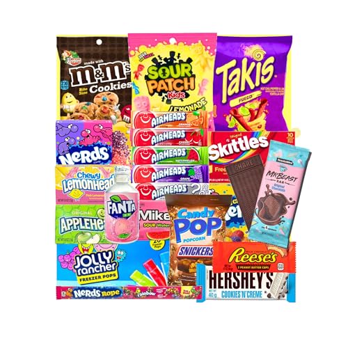 Mega Amerikanische Süßigkeiten Snackbox | 25 Teile | USA Import | Box voller Trendprodukte | Geschenk für Geburtstage und jeden Anlass von HEART FOR CARDS